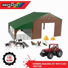 FARM BUILDING SET WITH CASE TRACTOR