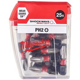 MILWAUKEE SHOCKWAVE Impact Duty Bits PZ2 25mm (Pack 25)